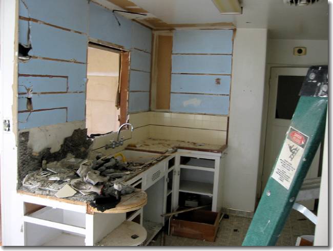With the old cabinets removed, it almost looks spacious