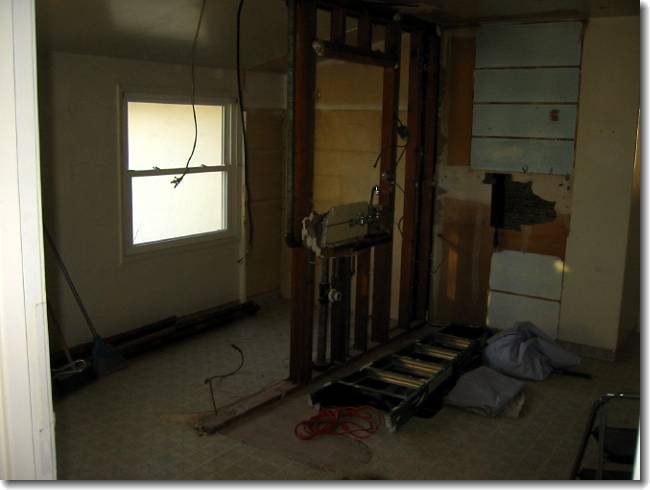 Later that same day, more of the cabinetry had been removed