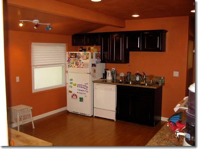 The dishwasher and some window coverings complete the look
